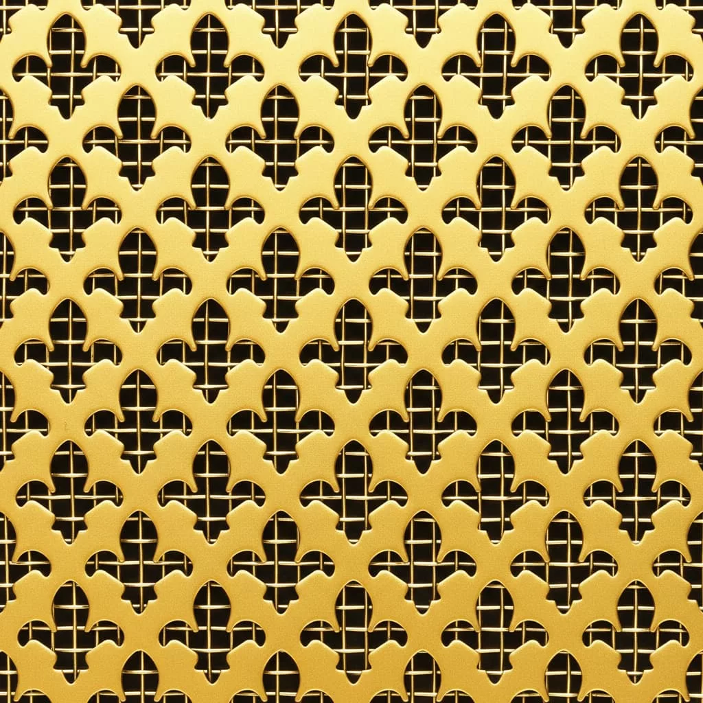 Fleur de Lis Polished Brass Decorative Grille - Image 3