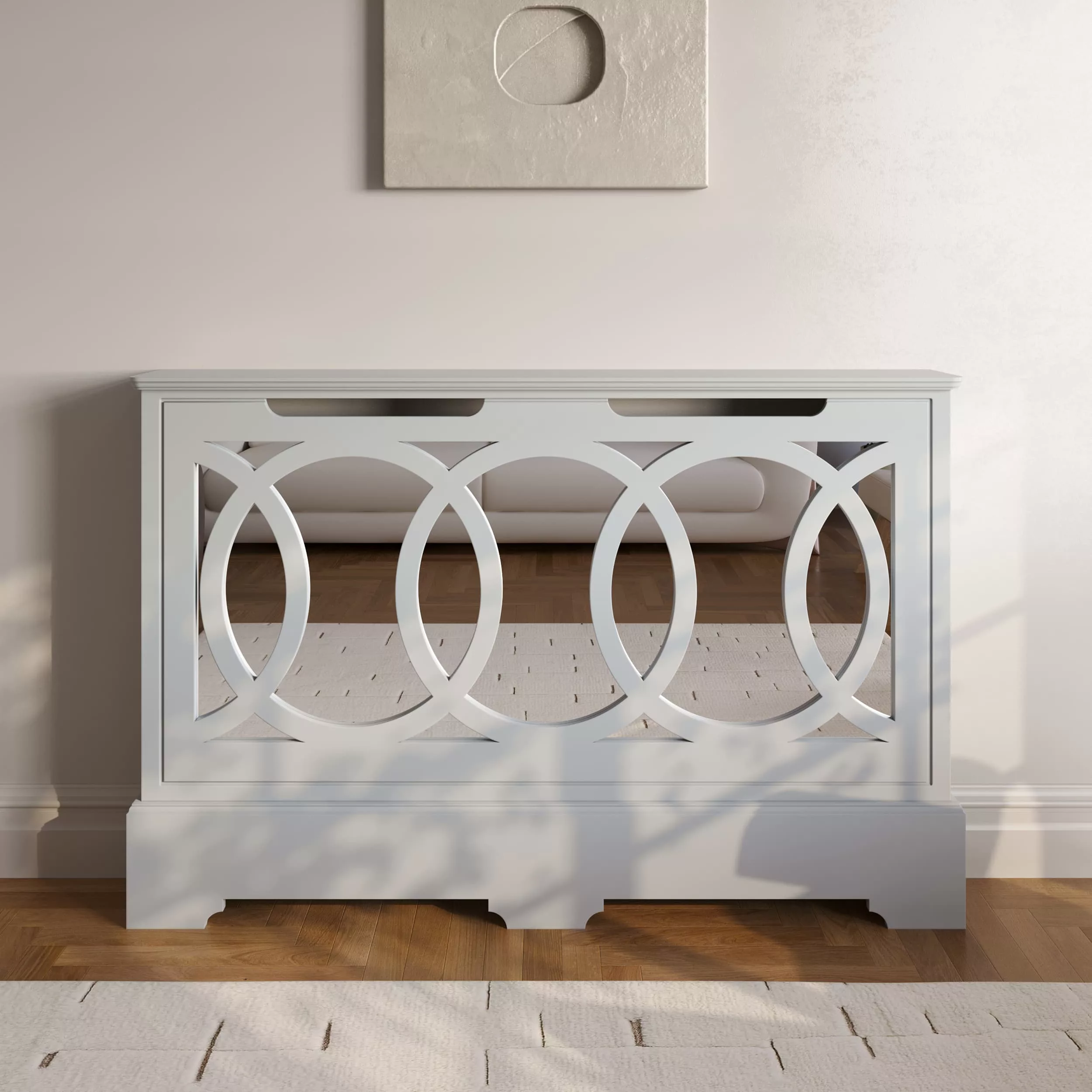 Interlocking Rings Standing Mirrored Radiator Cabinet - Image 5