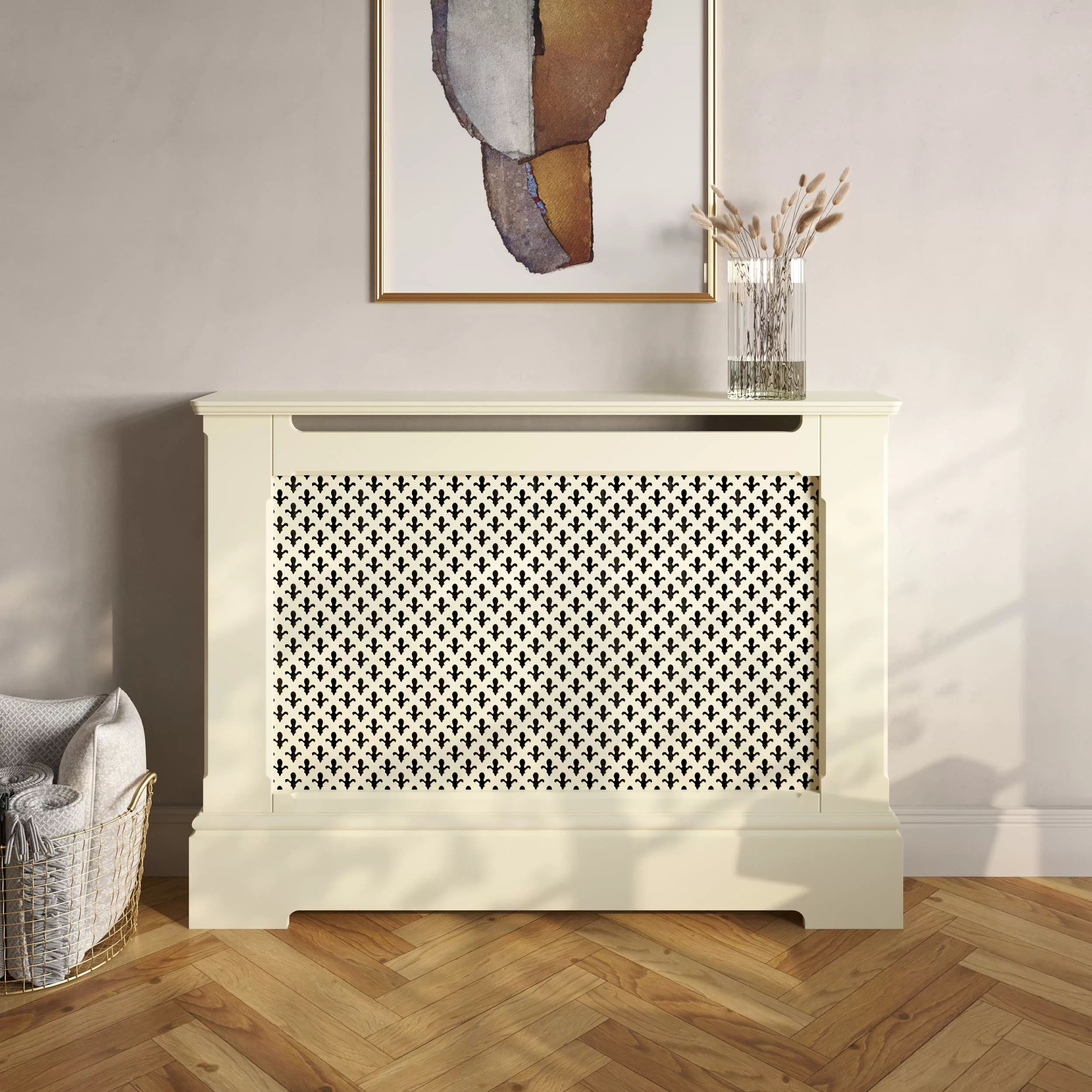Fleur De Lis Stamped MDF Radiator Cabinet - Image 6